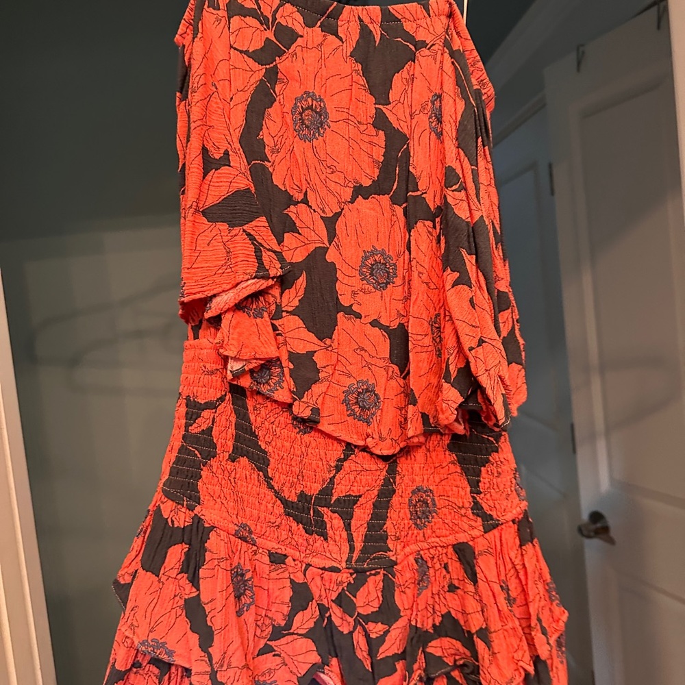 Strapless Floral Red and Black Romper from Vici Collection M